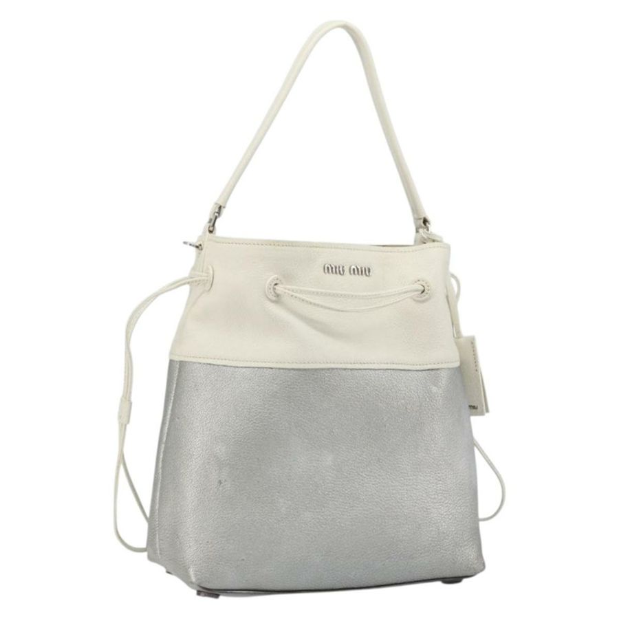 【日本直送】Miu Miu 銀色皮革單肩包 正品 BA13941A-0