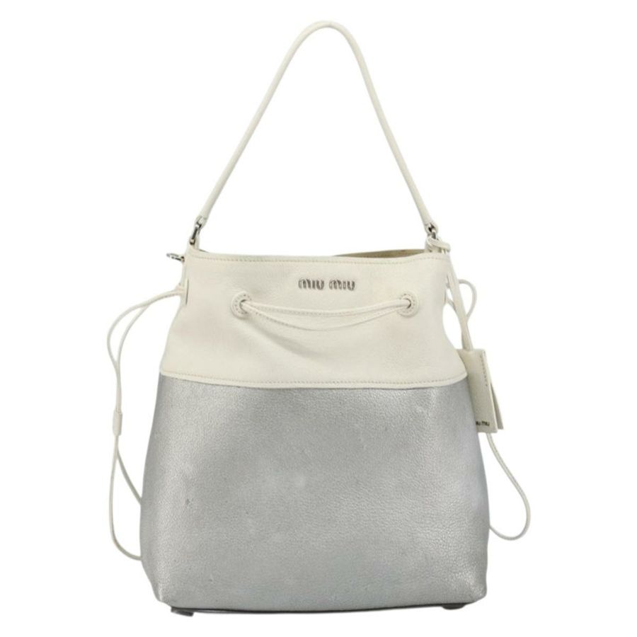 【日本直送】Miu Miu 銀色皮革單肩包 正品 BA13941A-12