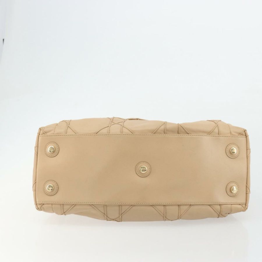 【日本直送】Christian Dior 鏈條抽繩包 皮革 米色 金色 正品 BA13968A-4