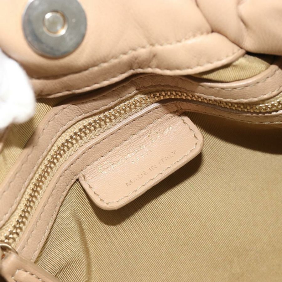 【日本直送】Christian Dior 鏈條抽繩包 皮革 米色 金色 正品 BA13968A-16