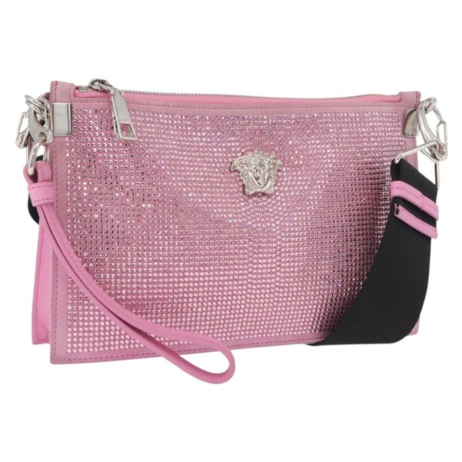 【日本直送】范思哲 (VERSACE) 粉紅銀色皮革肩背包,正品 BA13994A-0