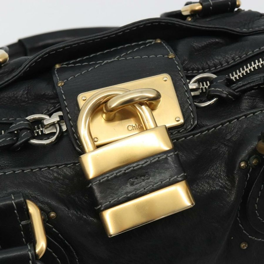 【日本直送】Chloe Paddington 手提包,黑色、金色、銀色皮革,正品 fm5413V-17