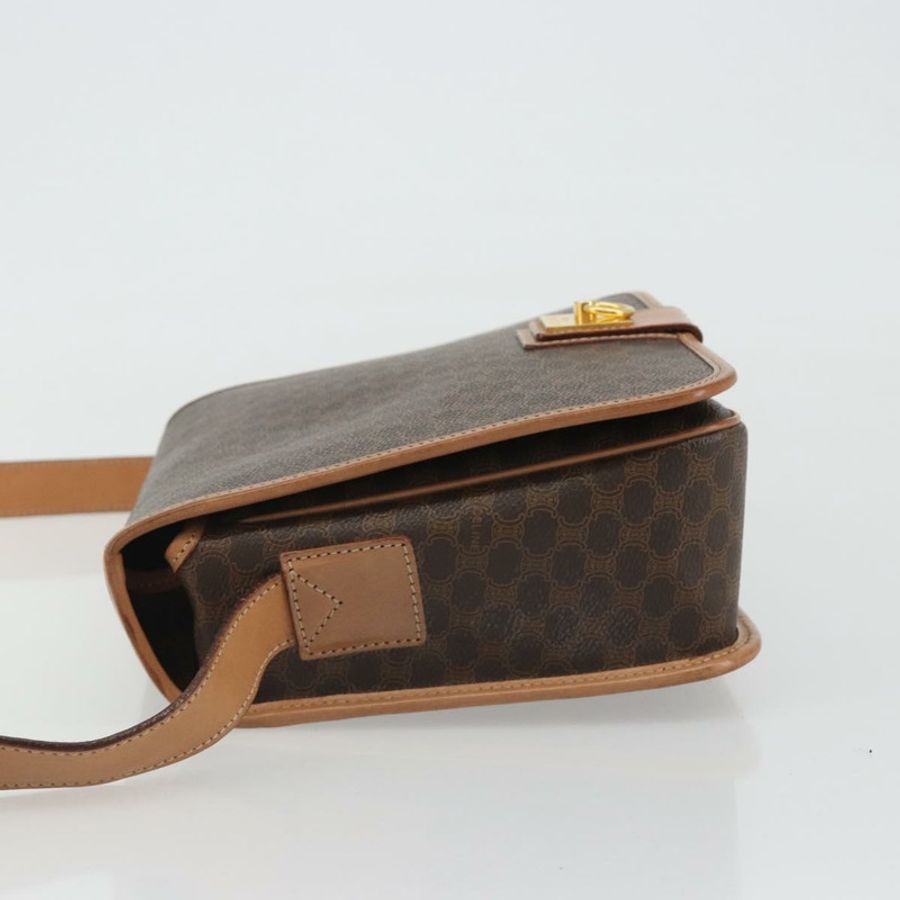 【日本直送】CELINE Macadam 肩背包 PVC 皮革 棕色 金色 正品 ka5180A-3