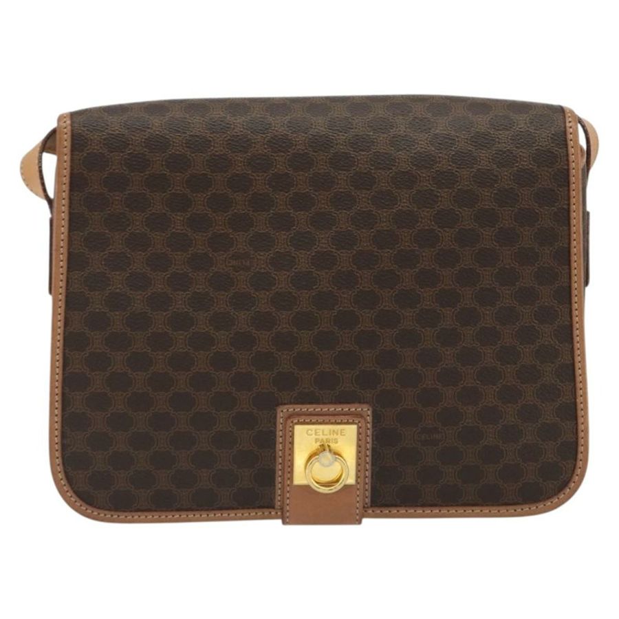 【日本直送】CELINE Macadam 肩背包 PVC 皮革 棕色 金色 正品 ka5180A-12