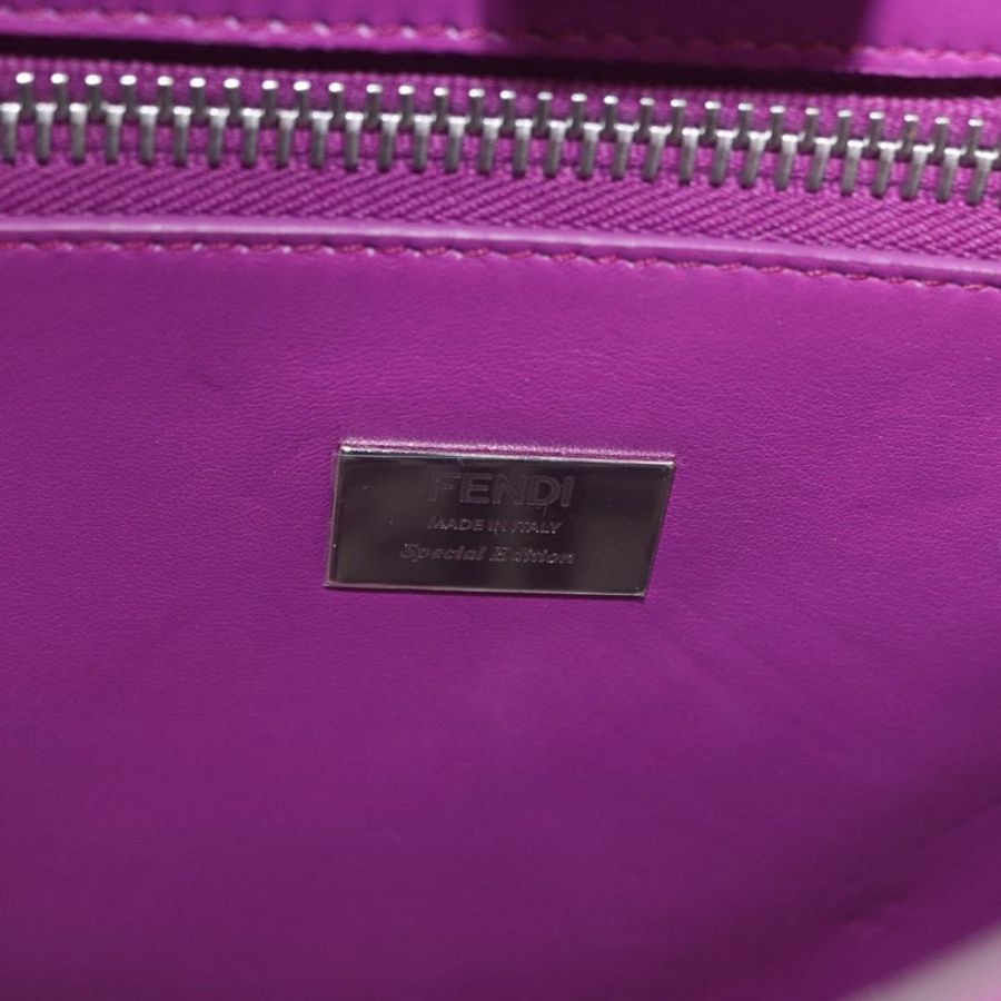 【日本直送】FENDI Zucca 帆布手提包,乙烯基皮革,紫色/銀色,兩用,正品 mr2679A-18
