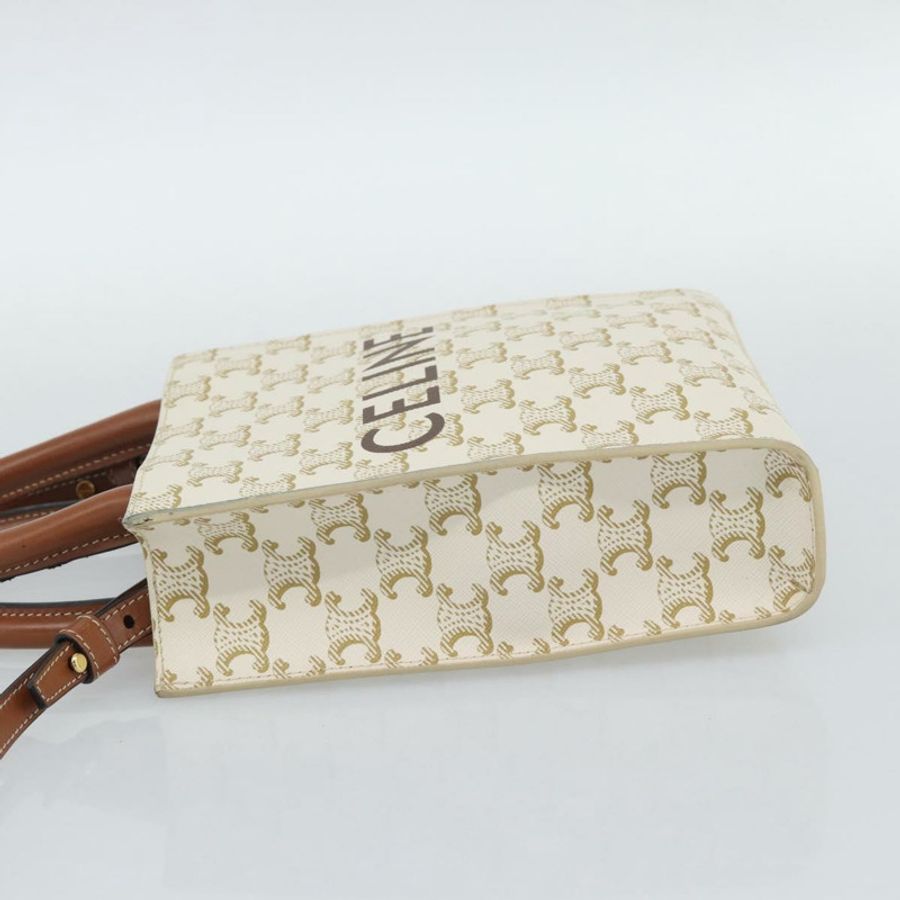 【日本直送】CELINE Triomphe Vertical Cabas Mini Bag 皮革 2way Beige Gold Auth mr2709V-2