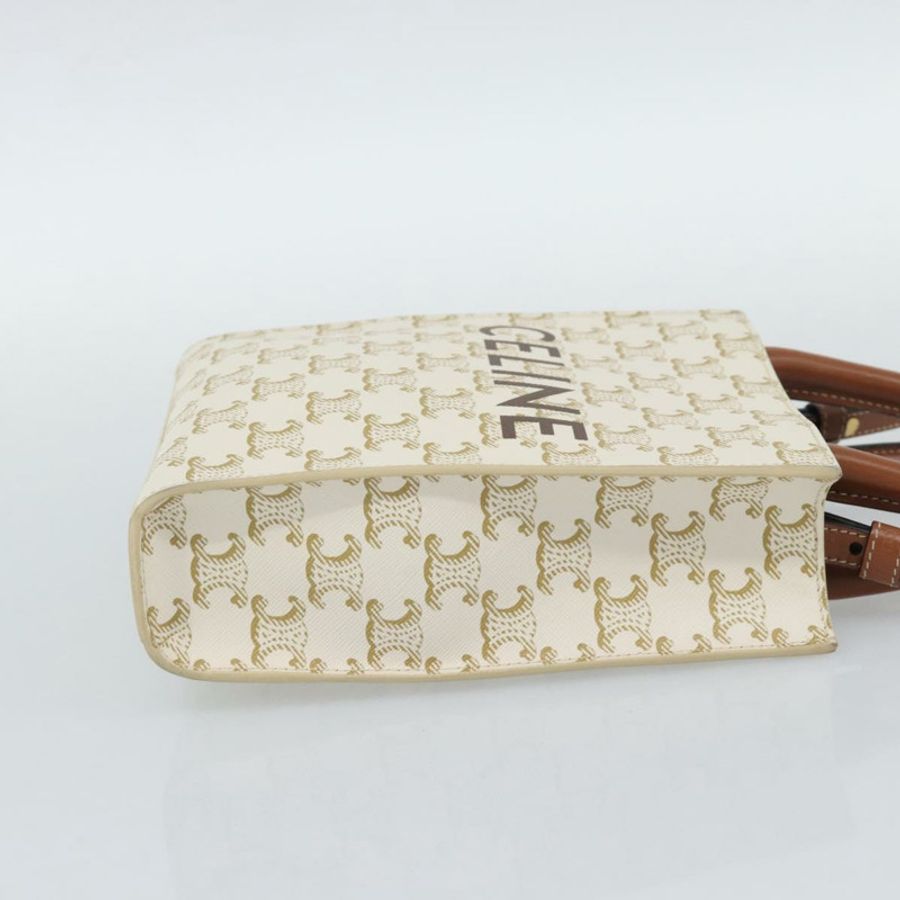 【日本直送】CELINE Triomphe Vertical Cabas Mini Bag 皮革 2way Beige Gold Auth mr2709V-3