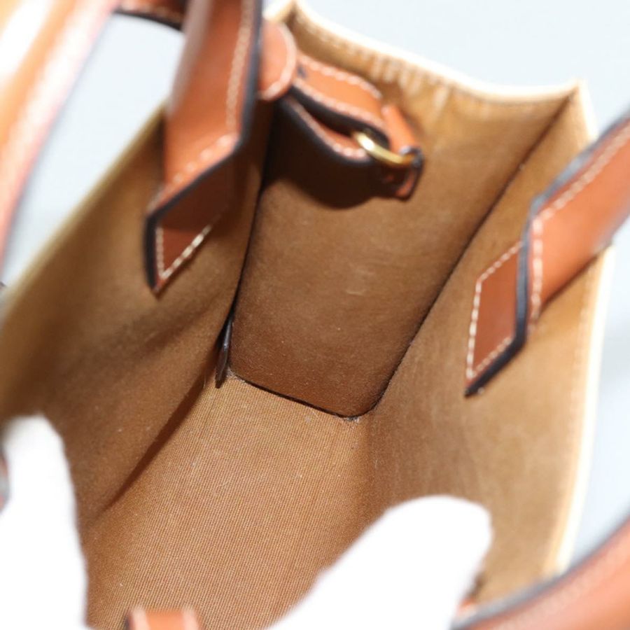 【日本直送】CELINE Triomphe Vertical Cabas Mini Bag 皮革 2way Beige Gold Auth mr2709V-18