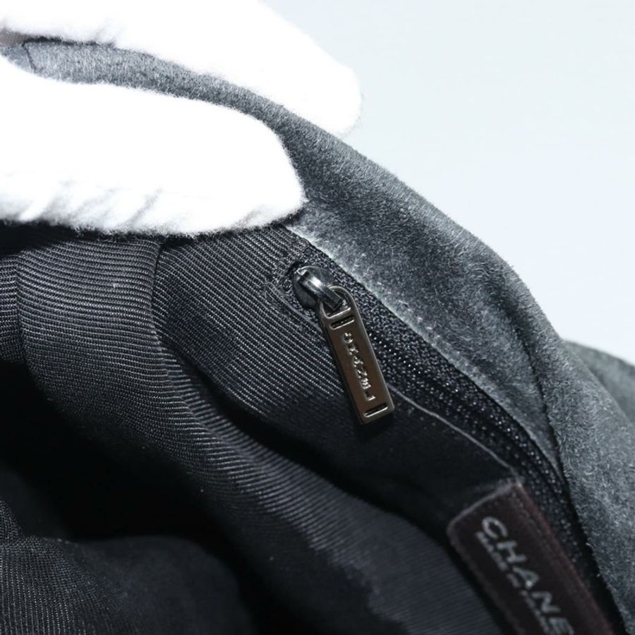 【日本直送】香奈兒 Choco Bar 系列單背包,灰色麂皮,CC Auth mr2792A-19