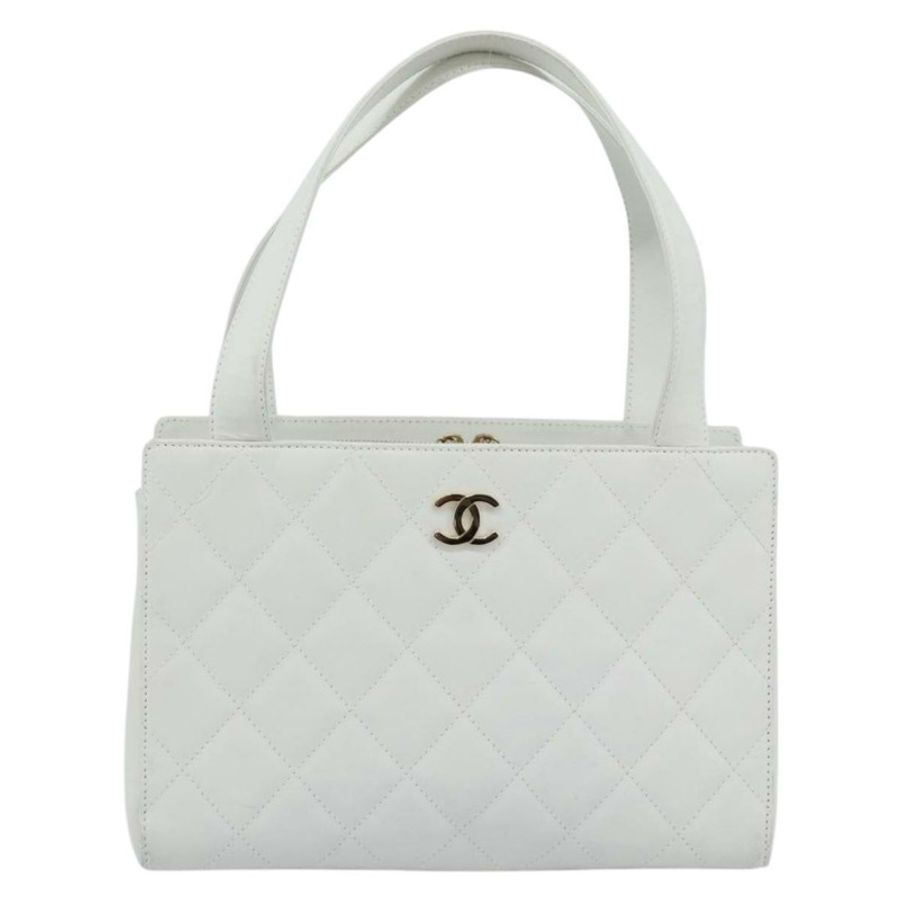 【日本直送】香奈兒 (CHANEL) 手袋,羊皮材質,白色金色,CC標誌,正品編號 mr2763V-12
