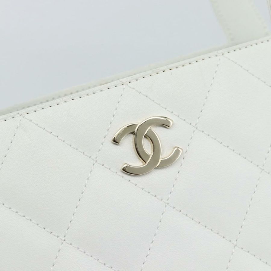 【日本直送】香奈兒 (CHANEL) 手袋,羊皮材質,白色金色,CC標誌,正品編號 mr2763V-17