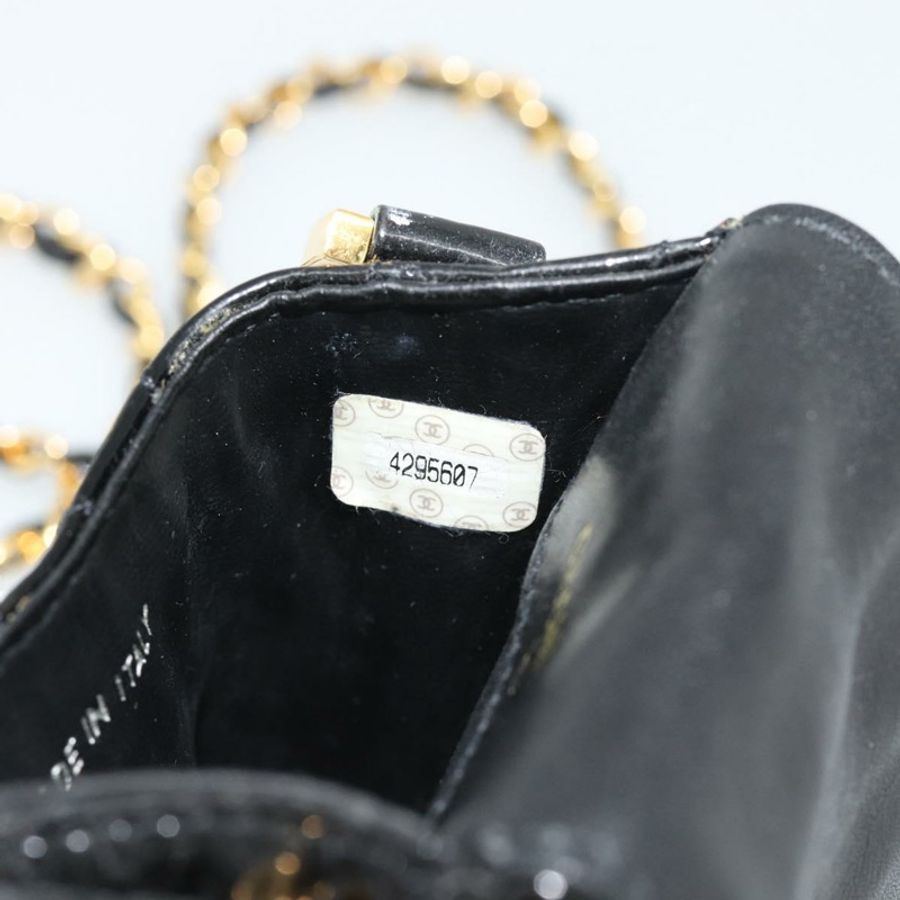 【日本直送】香奈兒 (CHANEL) Matelasse Chain 手機殼,漆皮材質,黑色金色雙C標誌,型號 mr2771V-11