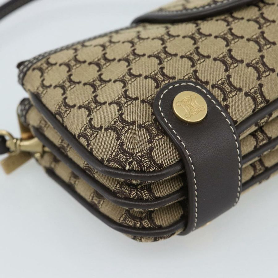 【日本直送】CELINE Macadam帆布手提包 棕色金色 Auth mr2790V-14