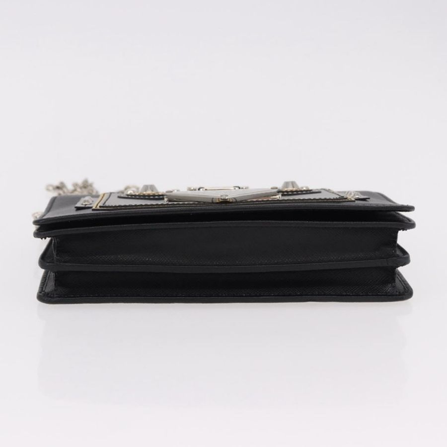 【日本直送】PRADA Robot 鏈條單肩包 Saffiano 黑色銀色 正品 SW2638SM-4