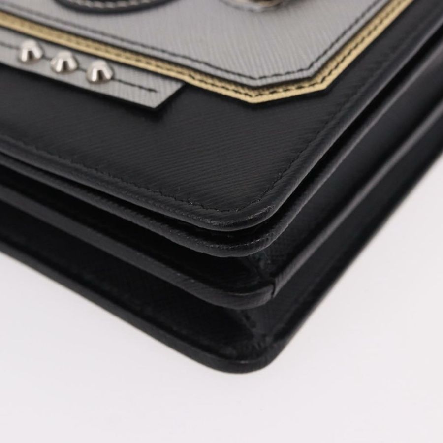 【日本直送】PRADA Robot 鏈條單肩包 Saffiano 黑色銀色 正品 SW2638SM-14