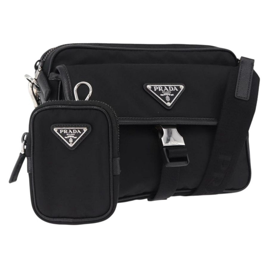 【日本直送】PRADA 肩背包 尼龍 黑色 銀色 正品 SW2639M-0