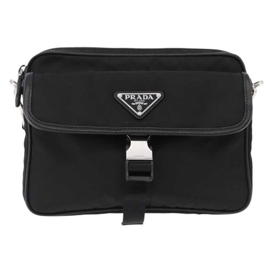 【日本直送】PRADA 肩背包 尼龍 黑色 銀色 正品 SW2639M-12