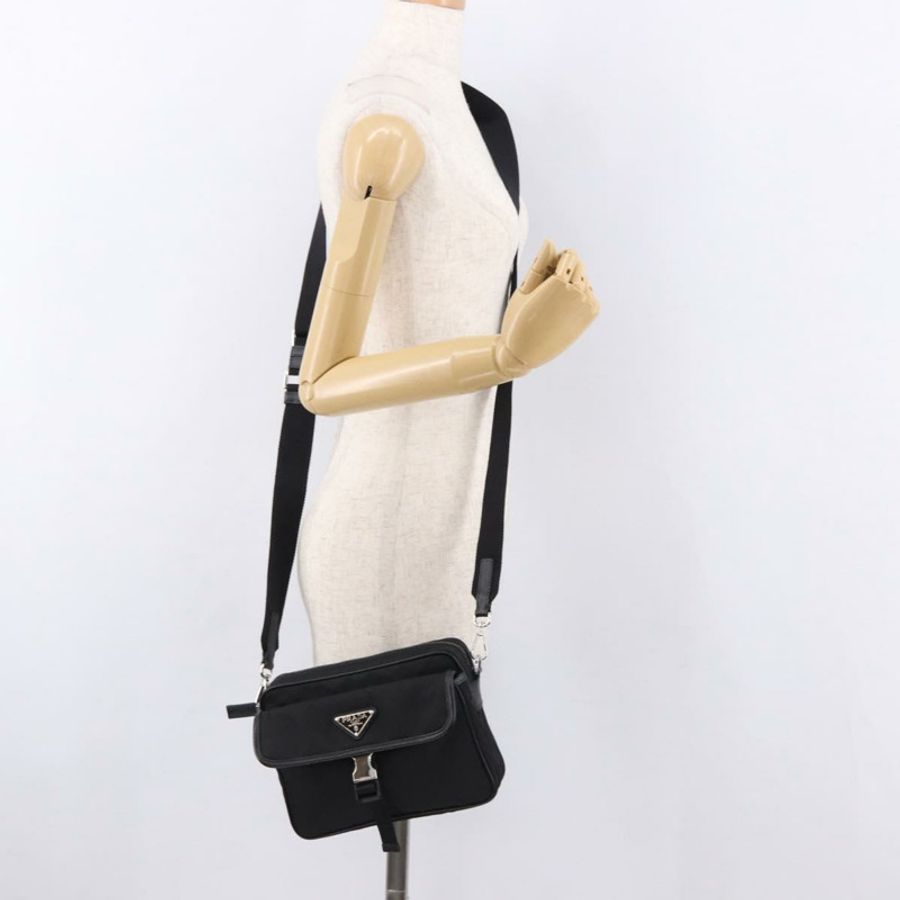 【日本直送】PRADA 肩背包 尼龍 黑色 銀色 正品 SW2639M-26