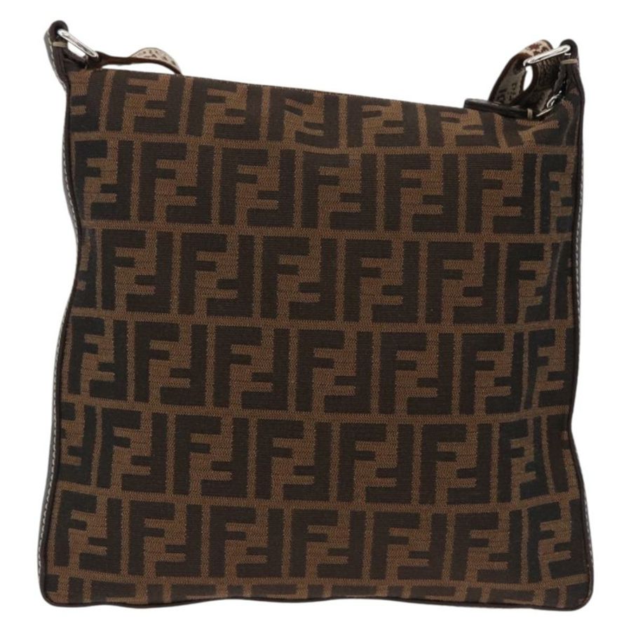 【日本直送】FENDI Zucca帆布Celesia單肩包 棕色 銀色 8BT109 正品 SW2643V-1