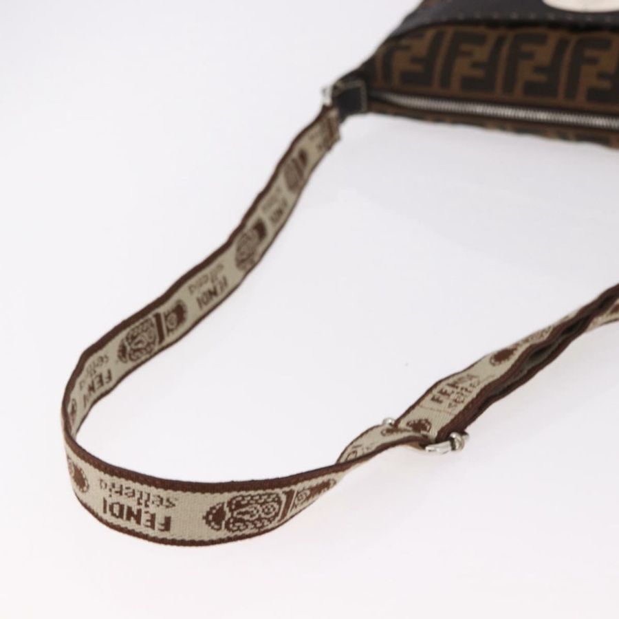 【日本直送】FENDI Zucca帆布Celesia單肩包 棕色 銀色 8BT109 正品 SW2643V-6
