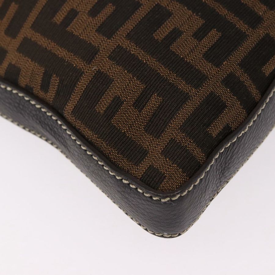 【日本直送】FENDI Zucca帆布Celesia單肩包 棕色 銀色 8BT109 正品 SW2643V-15