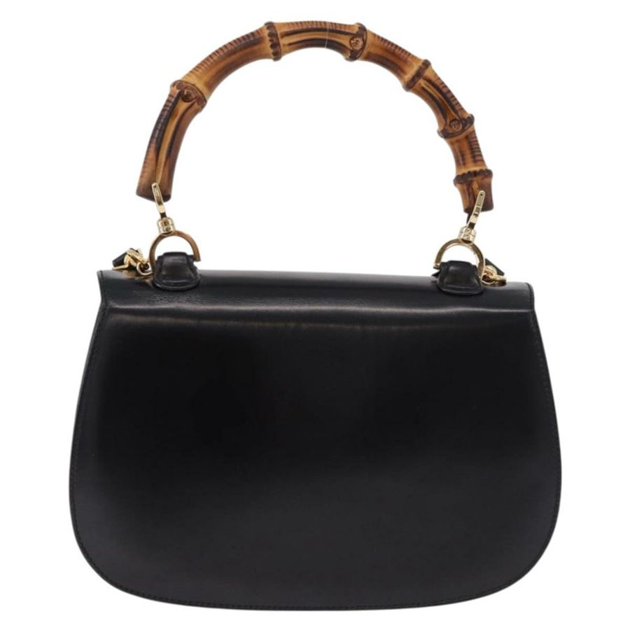 【日本直送】GUCCI 竹節手提包 皮革 兩用 黑色 金色 000 1364 0633 Auth bs36097V-1