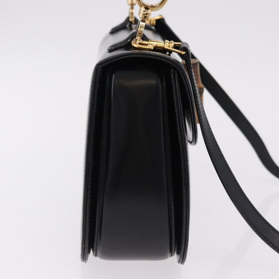 【日本直送】GUCCI 竹節手提包 皮革 兩用 黑色 金色 000 1364 0633 Auth bs36097V-3