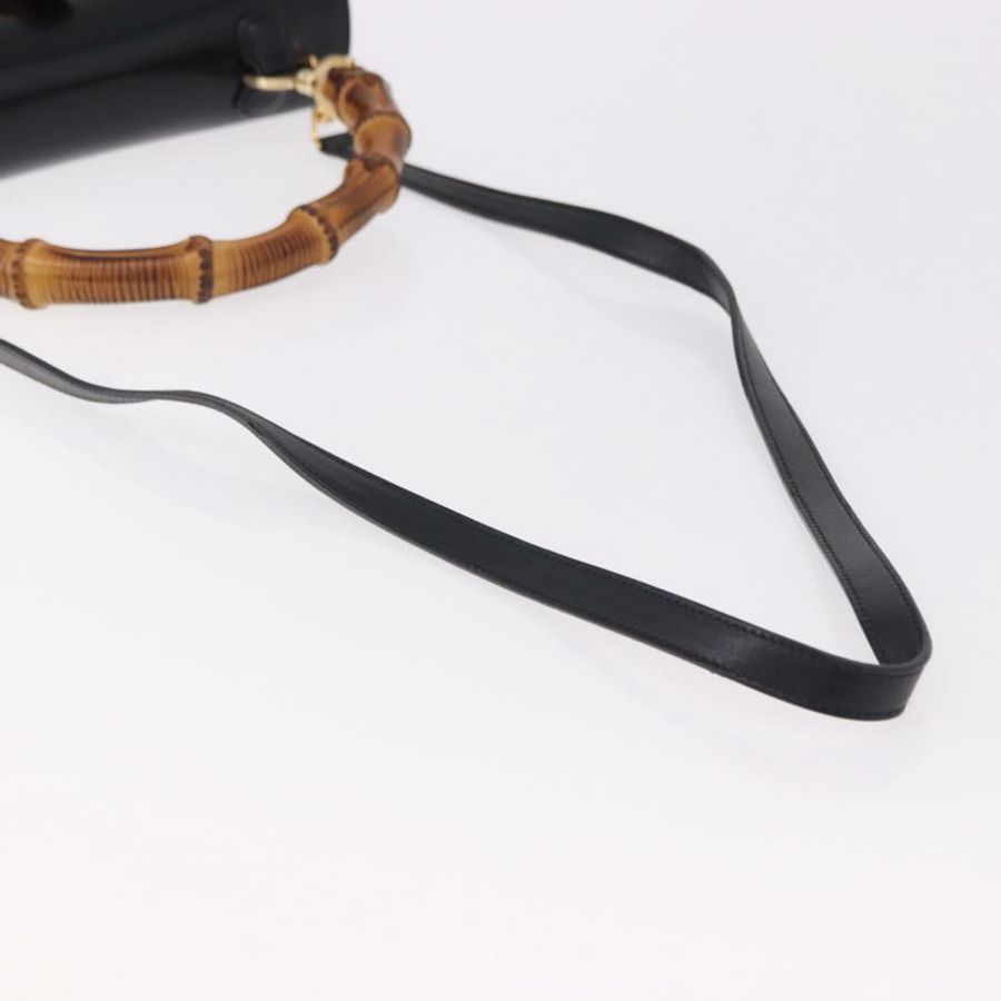 【日本直送】GUCCI 竹節手提包 皮革 兩用 黑色 金色 000 1364 0633 Auth bs36097V-7