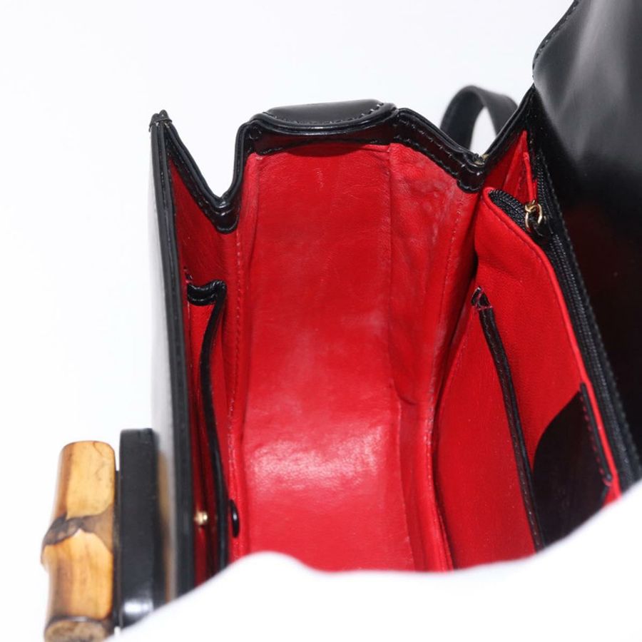 【日本直送】GUCCI 竹節手提包 皮革 兩用 黑色 金色 000 1364 0633 Auth bs36097V-21
