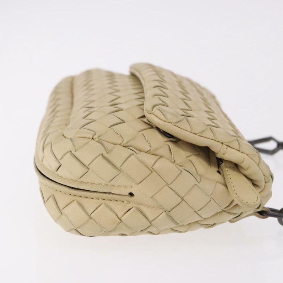 【日本直送】BOTTEGA VENETA INTRECCIATO 鏈條肩背包 皮革 米色 正品 bs36068A-2