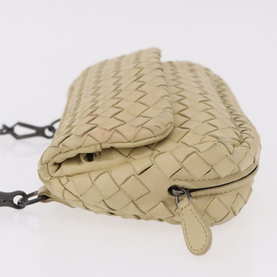 【日本直送】BOTTEGA VENETA INTRECCIATO 鏈條肩背包 皮革 米色 正品 bs36068A-3
