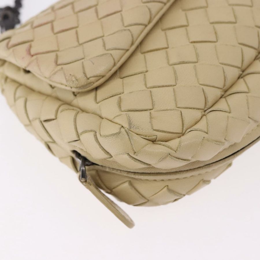 【日本直送】BOTTEGA VENETA INTRECCIATO 鏈條肩背包 皮革 米色 正品 bs36068A-8