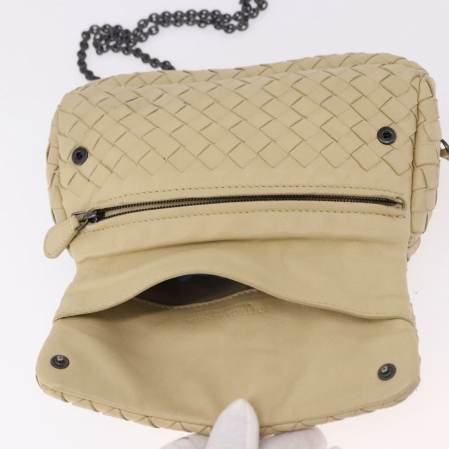 【日本直送】BOTTEGA VENETA INTRECCIATO 鏈條肩背包 皮革 米色 正品 bs36068A-9