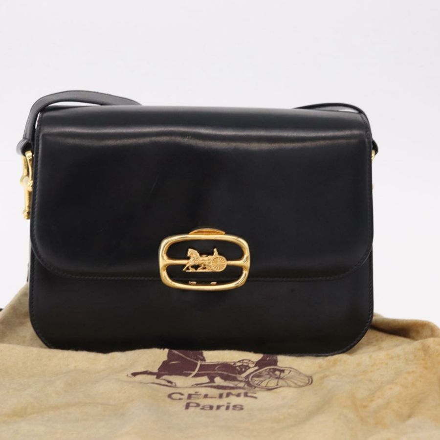 【日本直送】CELINE 黑色金色皮革肩背包 正品 bs36178A-11