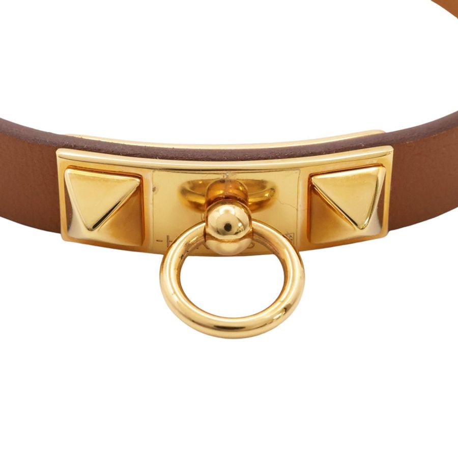 HERMES 愛馬仕 Rivale Mini 手環 金棕色 Swift牛皮 B刻 H081181CC-2