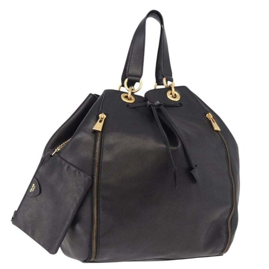 【日本直送】CELINE 手提包 皮革 黑色 金色 正品 bs36094V-0