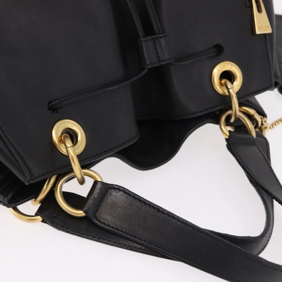 【日本直送】CELINE 手提包 皮革 黑色 金色 正品 bs36094V-5