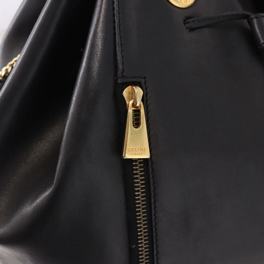 【日本直送】CELINE 手提包 皮革 黑色 金色 正品 bs36094V-9