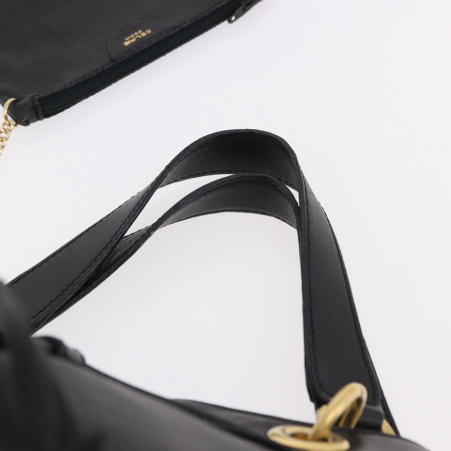 【日本直送】CELINE 手提包 皮革 黑色 金色 正品 bs36094V-13