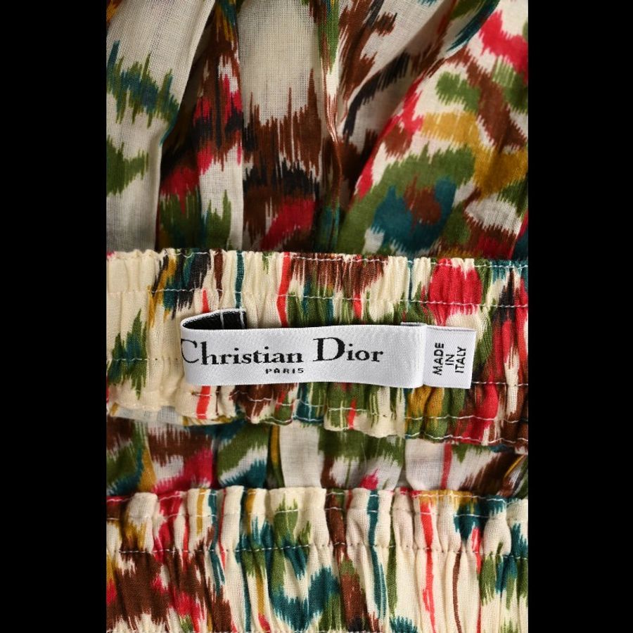 Dior 21年彩色印花花卉开衩半裙-7
