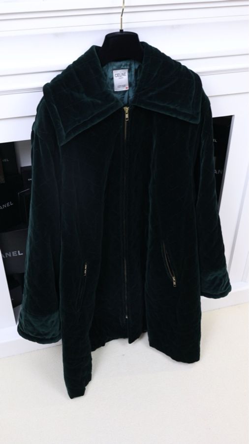 Ceilne墨绿色丝绒棉服外套-2