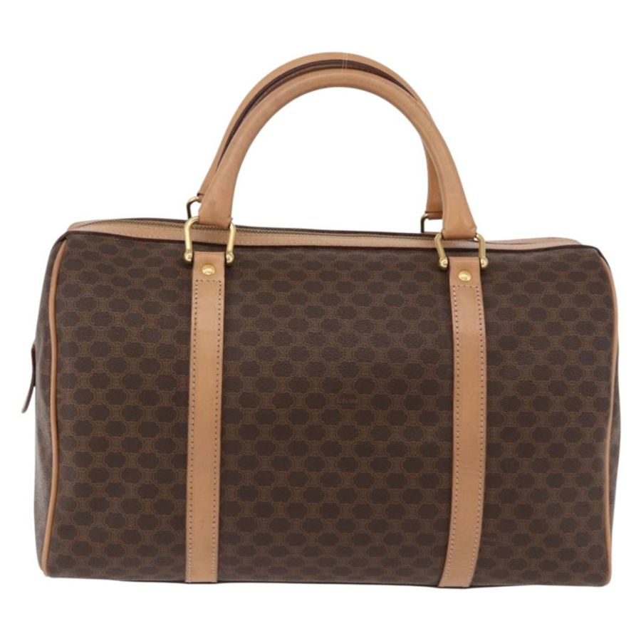 【日本直送】CELINE Macadam帆布波士頓包 PVC皮革 棕色 金色 Auth bs36061V-1