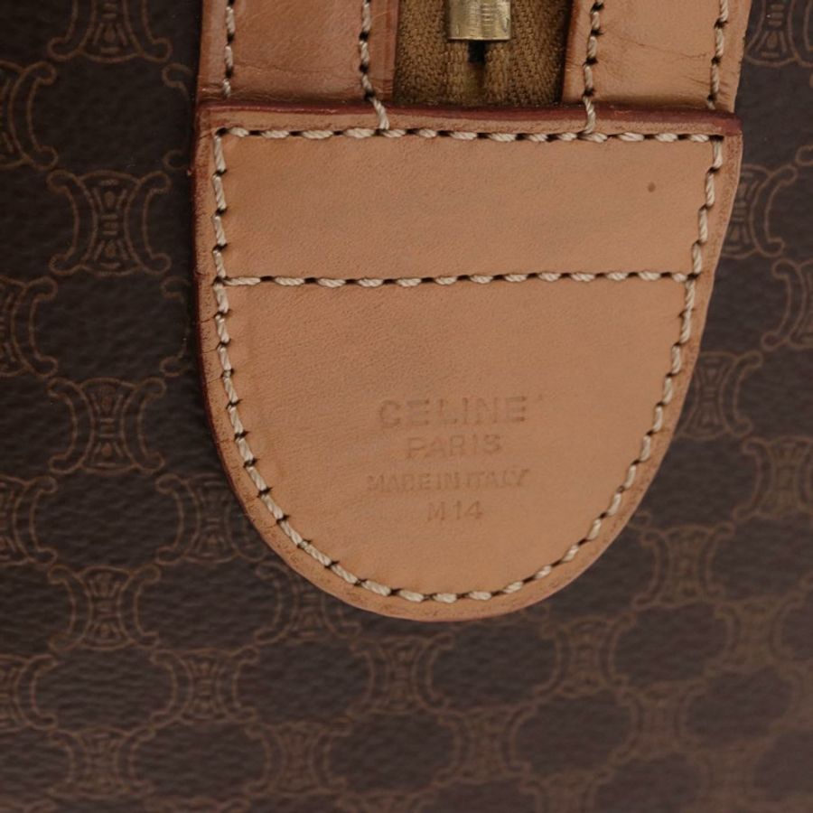 【日本直送】CELINE Macadam帆布波士頓包 PVC皮革 棕色 金色 Auth bs36061V-11