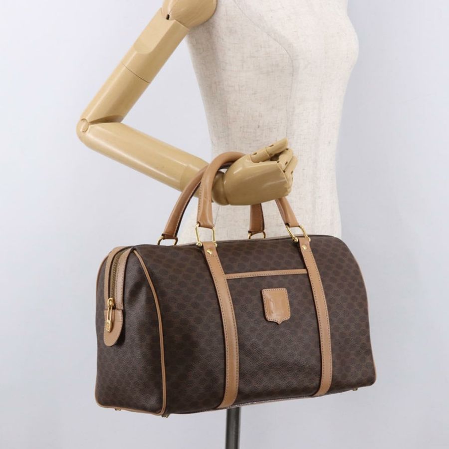 【日本直送】CELINE Macadam帆布波士頓包 PVC皮革 棕色 金色 Auth bs36061V-20