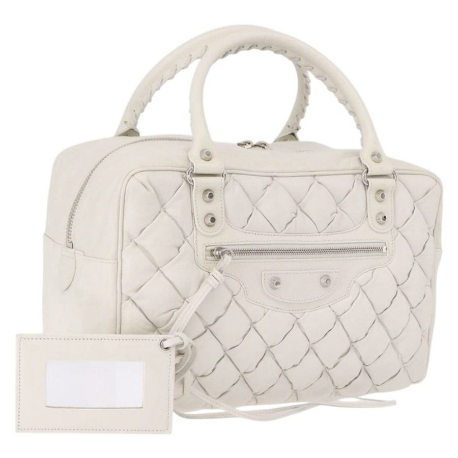 【日本直送】BALENCIAGA Matelasse 手提包,白色銀色皮革,貨號 168031,正品編號 yk20631V-0