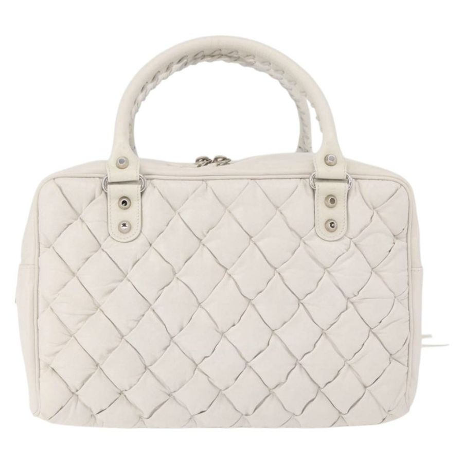 【日本直送】BALENCIAGA Matelasse 手提包,白色銀色皮革,貨號 168031,正品編號 yk20631V-1