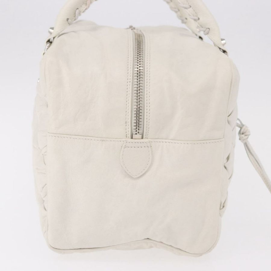 【日本直送】BALENCIAGA Matelasse 手提包,白色銀色皮革,貨號 168031,正品編號 yk20631V-3