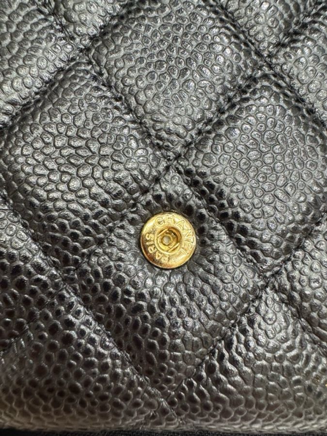 Chanel 香奈兒CF錢包長款黑金魚子醬牛皮黑金魚子醬牛皮-6