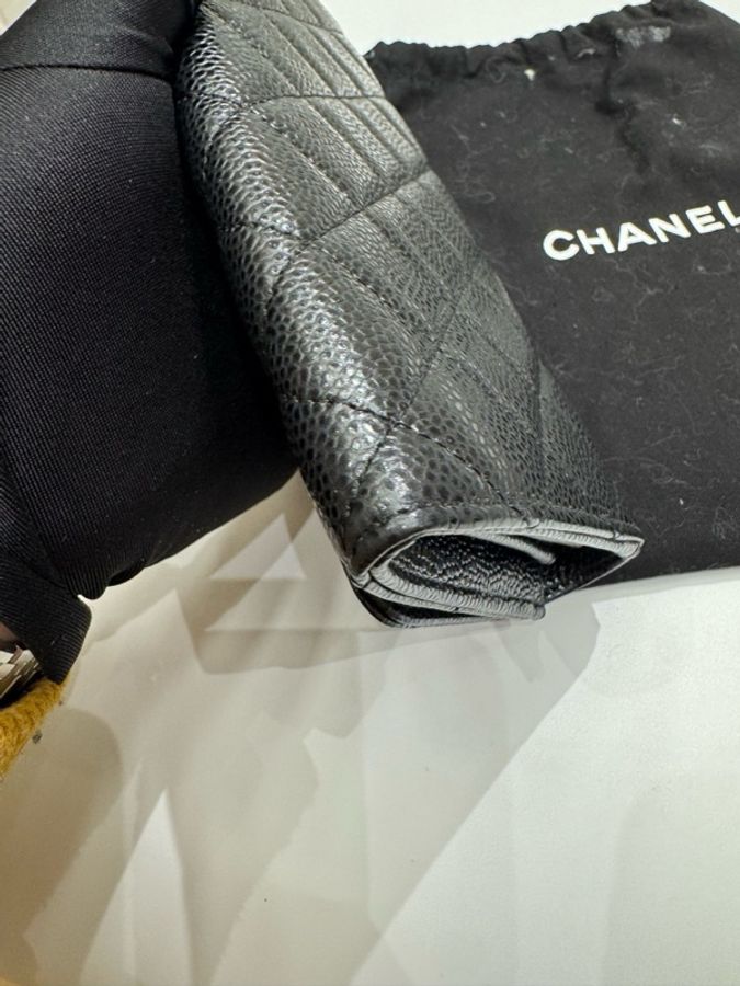 Chanel 香奈兒CF錢包長款黑金魚子醬牛皮黑金魚子醬牛皮-10