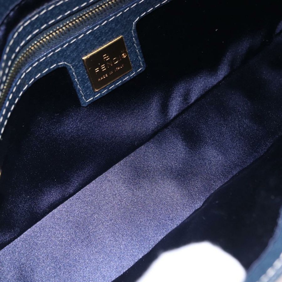 【日本直送】FENDI Mamma Baguette 單肩包 皮革 海軍藍 金色 正品 yk20632SAM-9